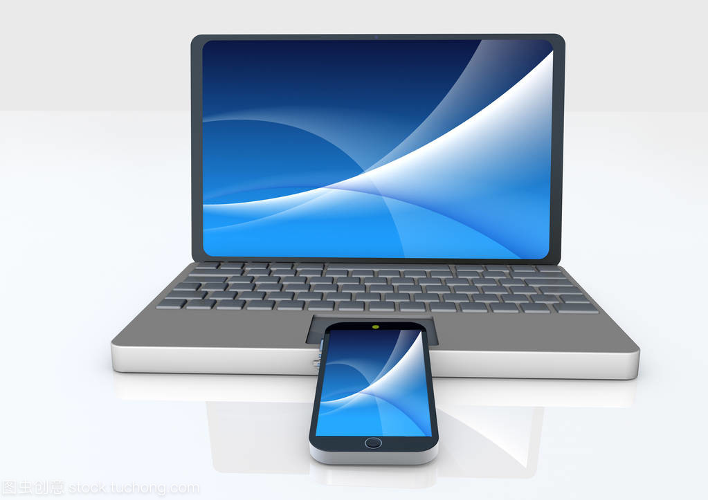 智能手機(jī)與白色筆記本電腦 現(xiàn)代辦公的雙重助力